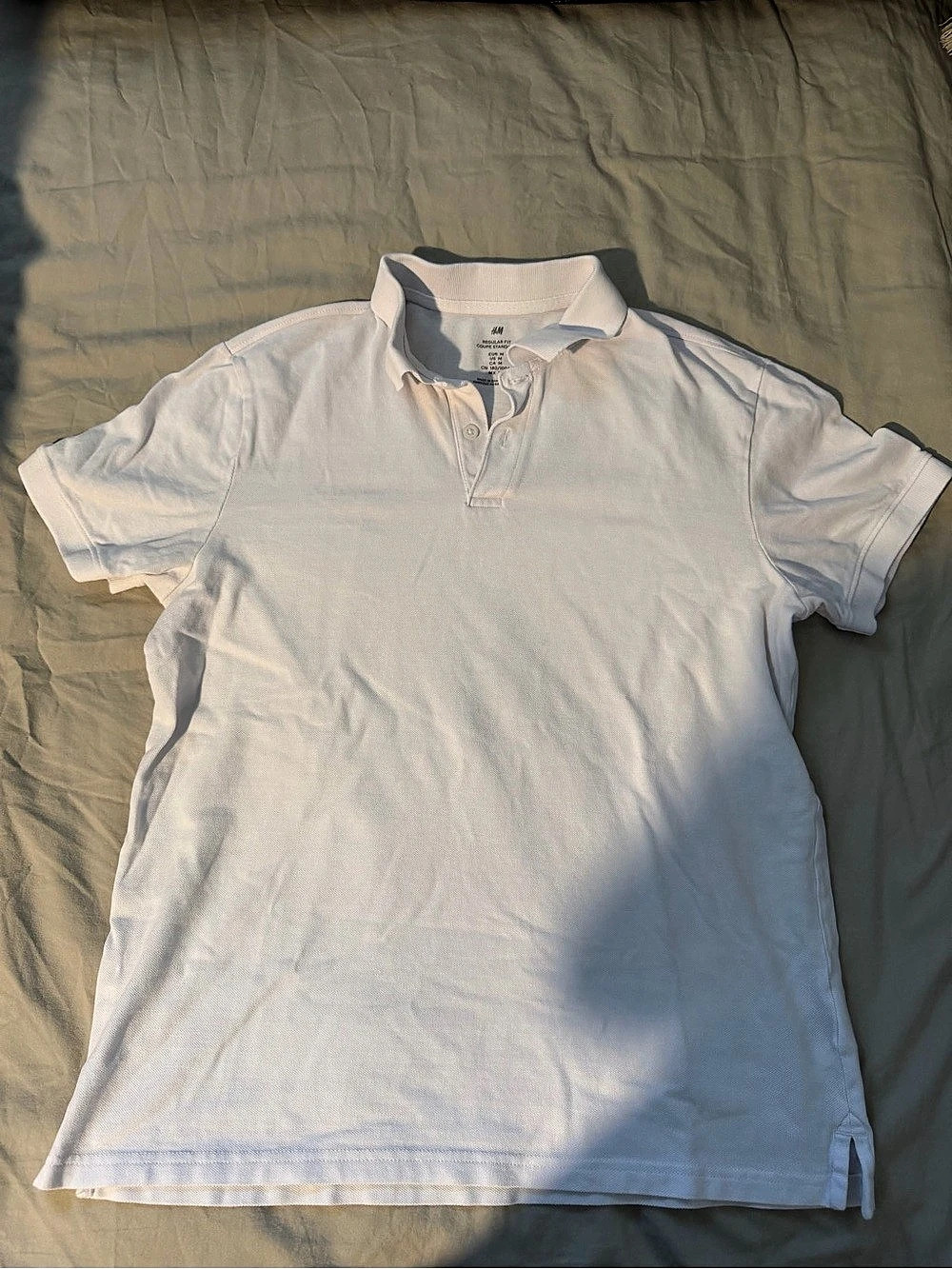 H&M Regular Fit Piqué Polo Shirt Men's White Polo Medium
